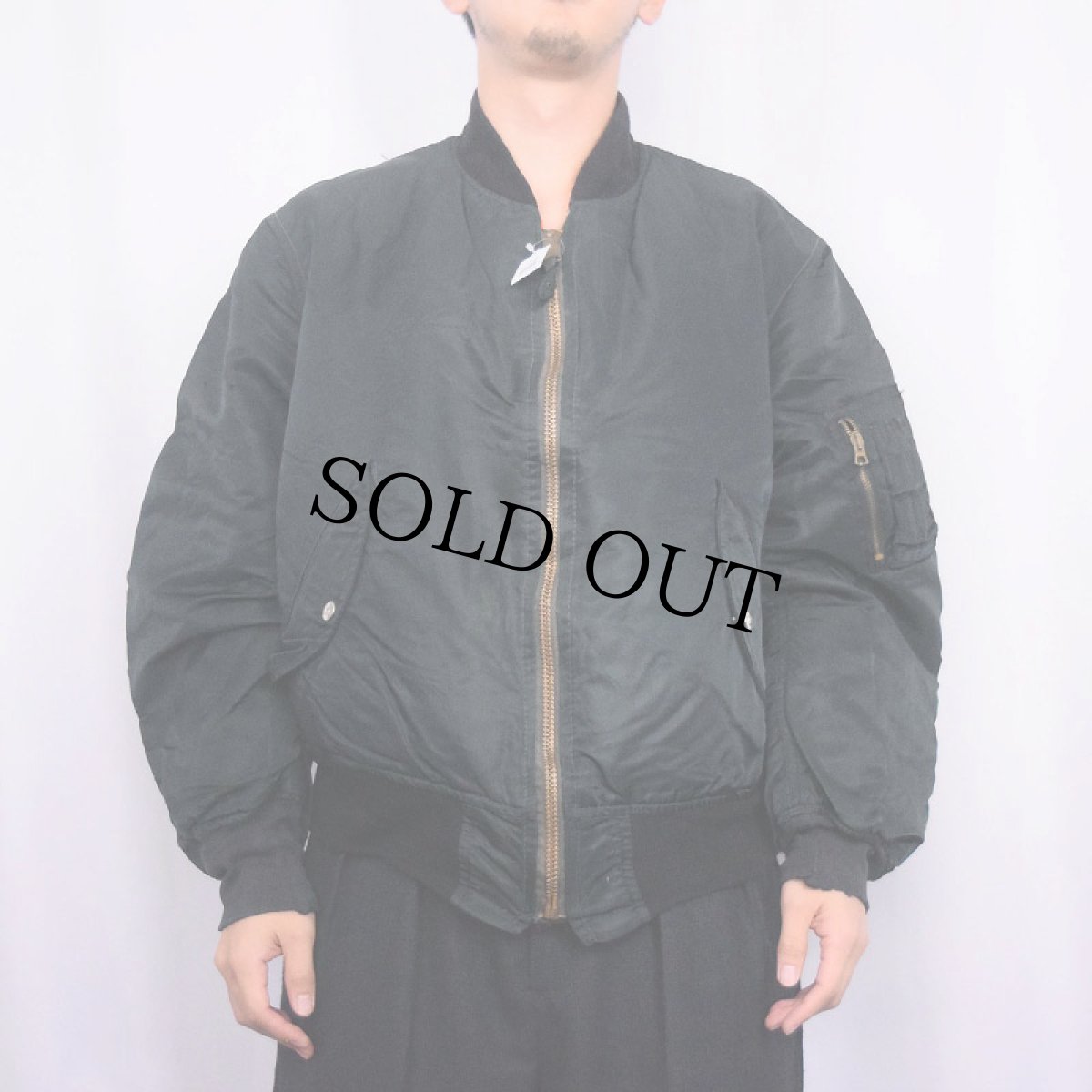 画像2: 民間品 90's MA-1 TYPE USA製 フライトジャケット BLACK LARGE (2)