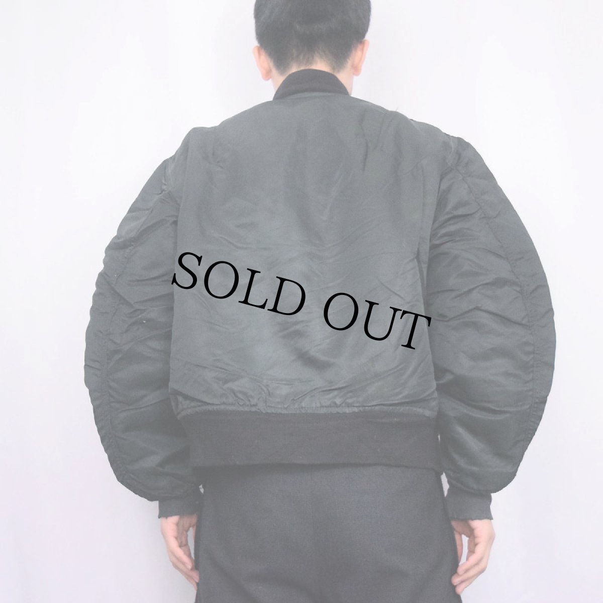 画像3: 民間品 90's MA-1 TYPE USA製 フライトジャケット BLACK LARGE (3)