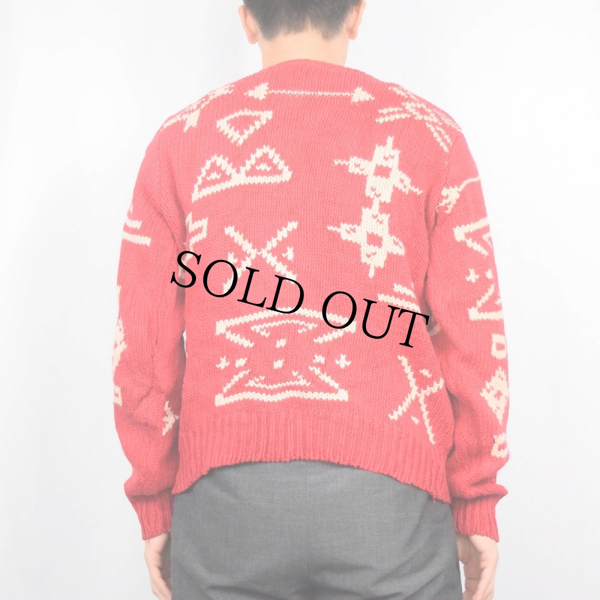 画像3: 90's J.CREW 総柄 リネン×コットン ニットセーター S (3)