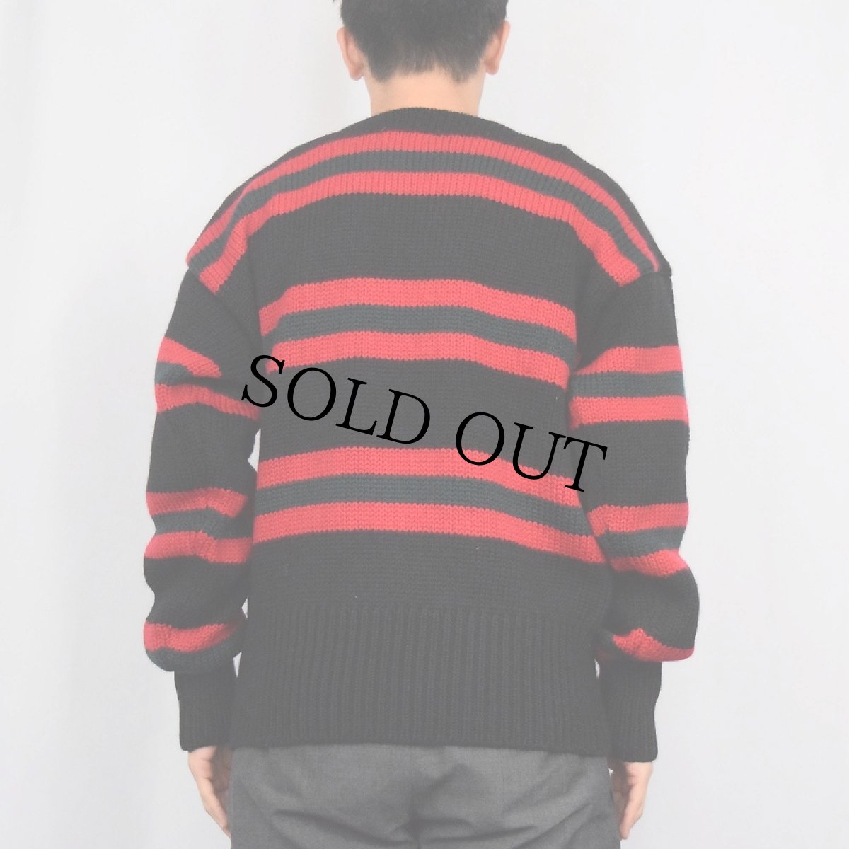 画像3: 90's POLO Ralph Lauren ボーダー柄 ウールニットセーター BLACK M (3)