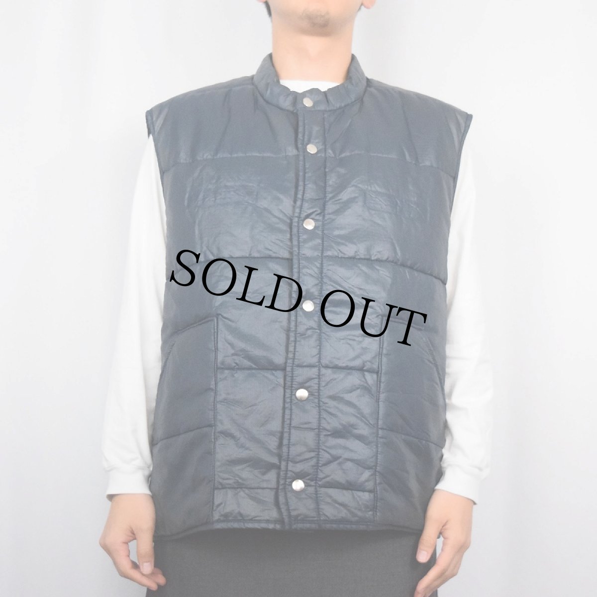 画像2: 80's RED KAP USA製 中綿入り リップストップ ナイロンベスト NAVY L (2)