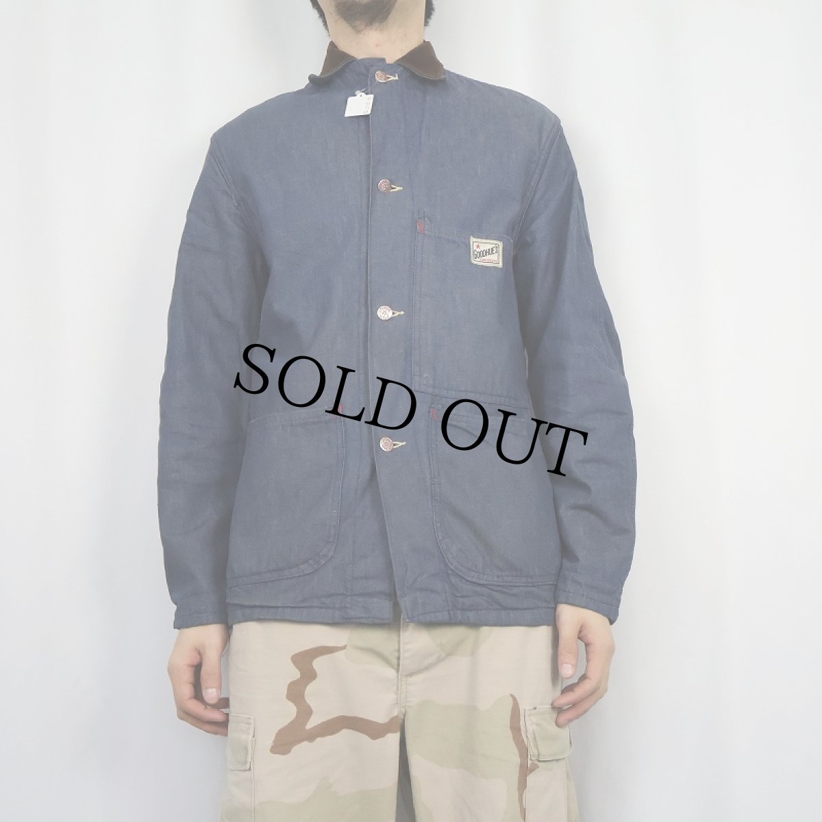 画像2: 60's GOODHUE'S バットダイ デニムカバーオール SIZE36 (2)