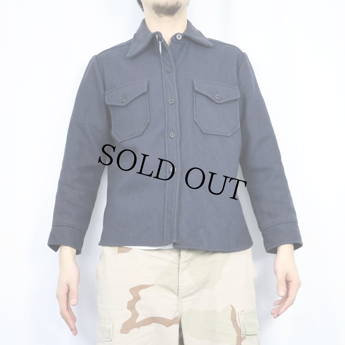 画像2: 60's Sears JR.Bazzar メルトンウールシャツ NAVY L (2)