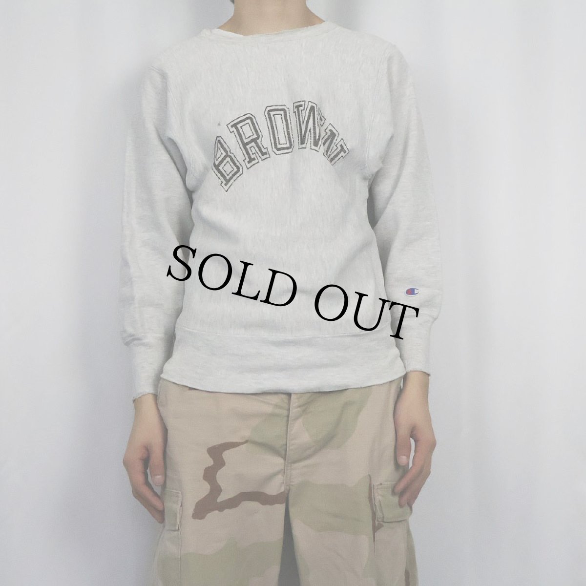 画像2: 90's Champion REVERSE WEAVR USA製 "BROWN" プリントスウェット S (2)