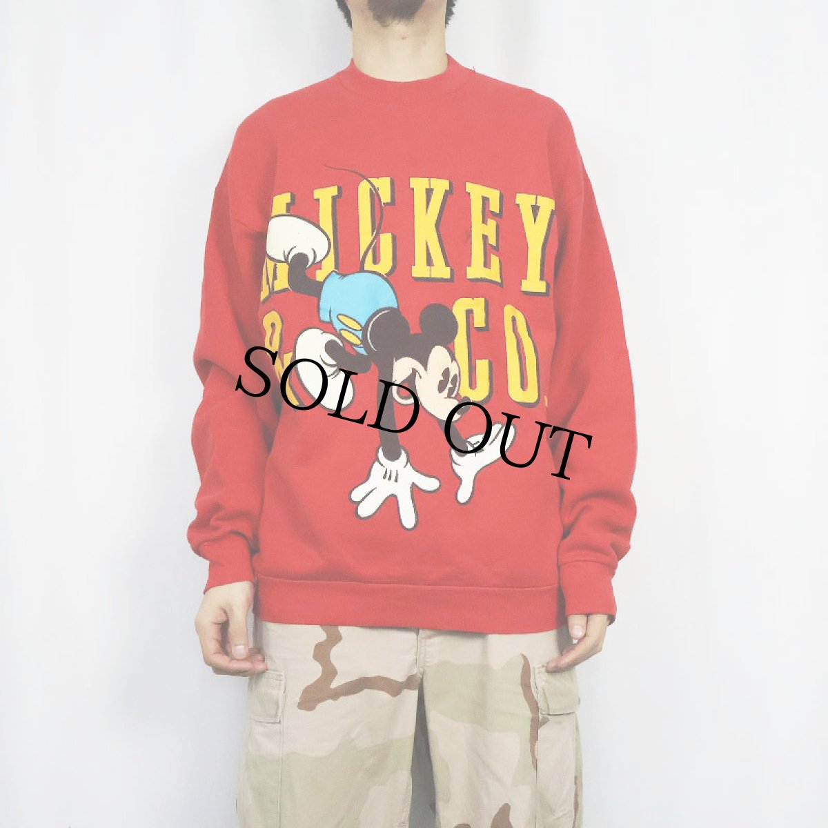 画像2: 90's MICKEY&CO. USA製 青パンミッキー キャラクタープリントスウェット XL (2)