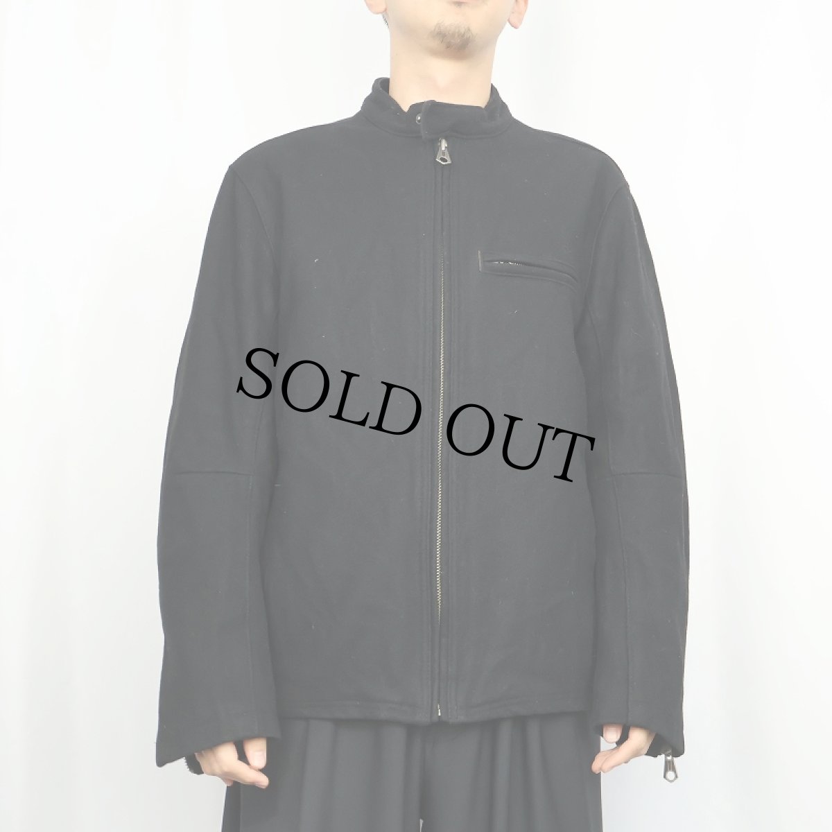 画像2: GAP メルトンウールシングルライダースジャケット BLACK M (2)