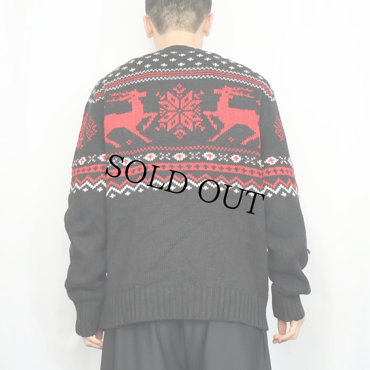 画像3: POLO Ralph Lauren ノルディック柄 コットンニットセーター BLACK XL (3)