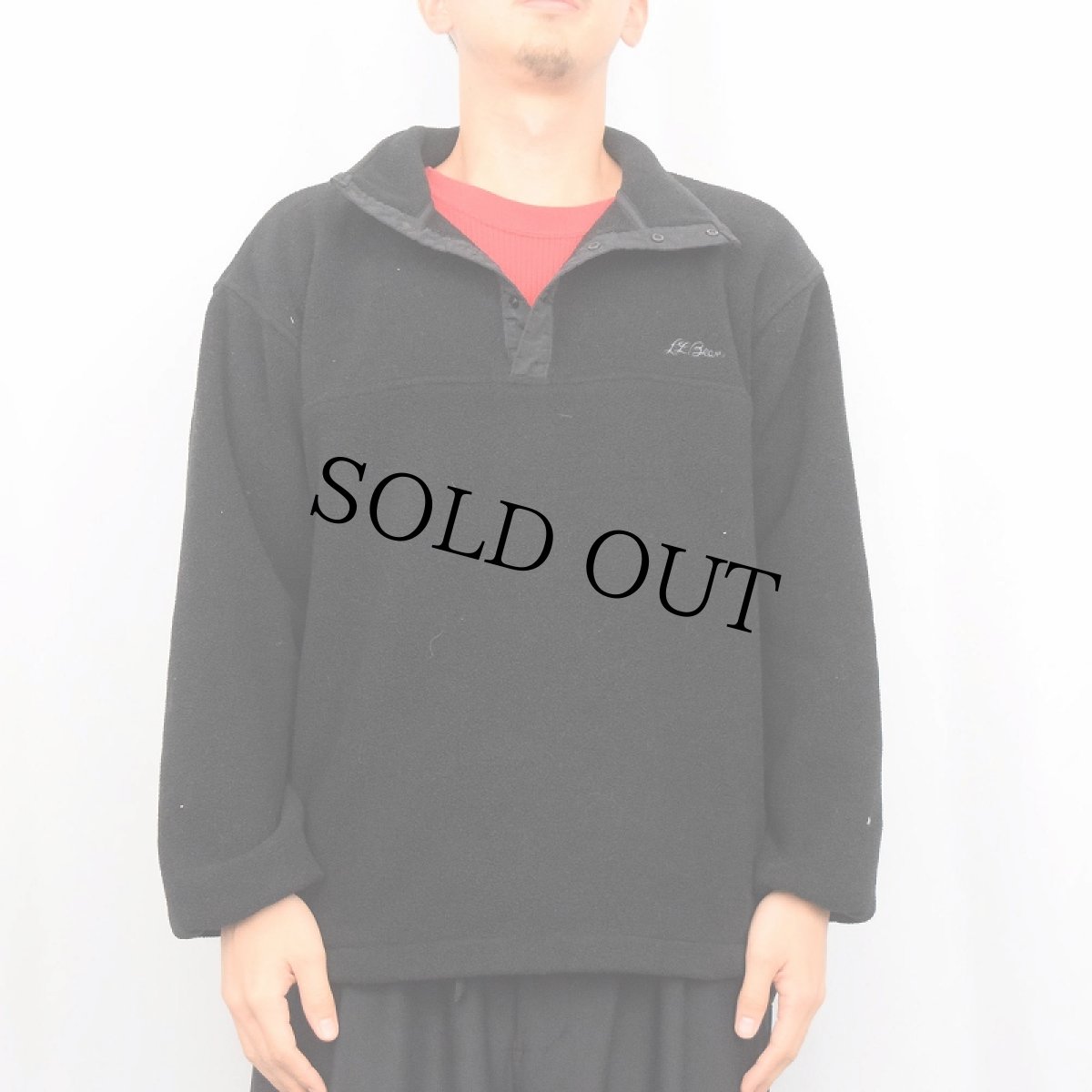 画像2: 90's L.L.Bean ハーフスナップ フリースジャケット BLACK L (2)