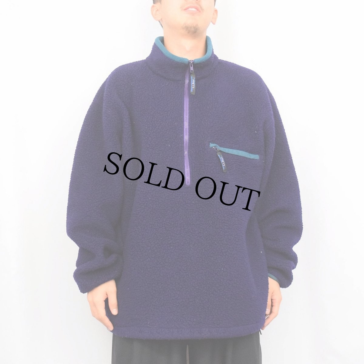 画像2: 90's L.L.Bean ハーフジップボアジャケット (2)