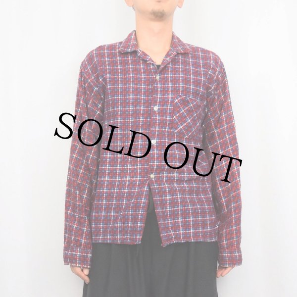 ★50s★60s★Nelson★プリントネルシャツ★マチ付き★サイズ17★XL ☆50s☆60s☆Nelson☆プリントネルシャツ☆マチ付き☆サイズ17☆XL