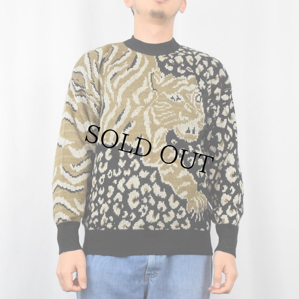 画像3: 80's〜 VAHDET 虎柄 ジャガードニットセーター (3)
