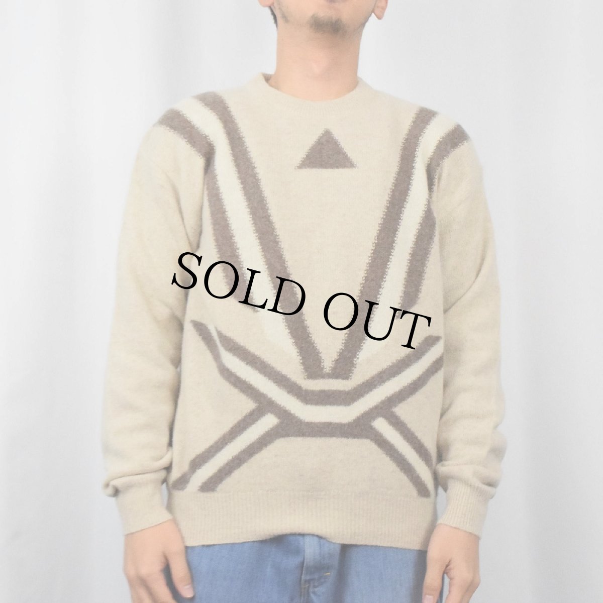 画像2: 80's〜 Pam Imports 柄編み アンゴラウールニットセーター M (2)