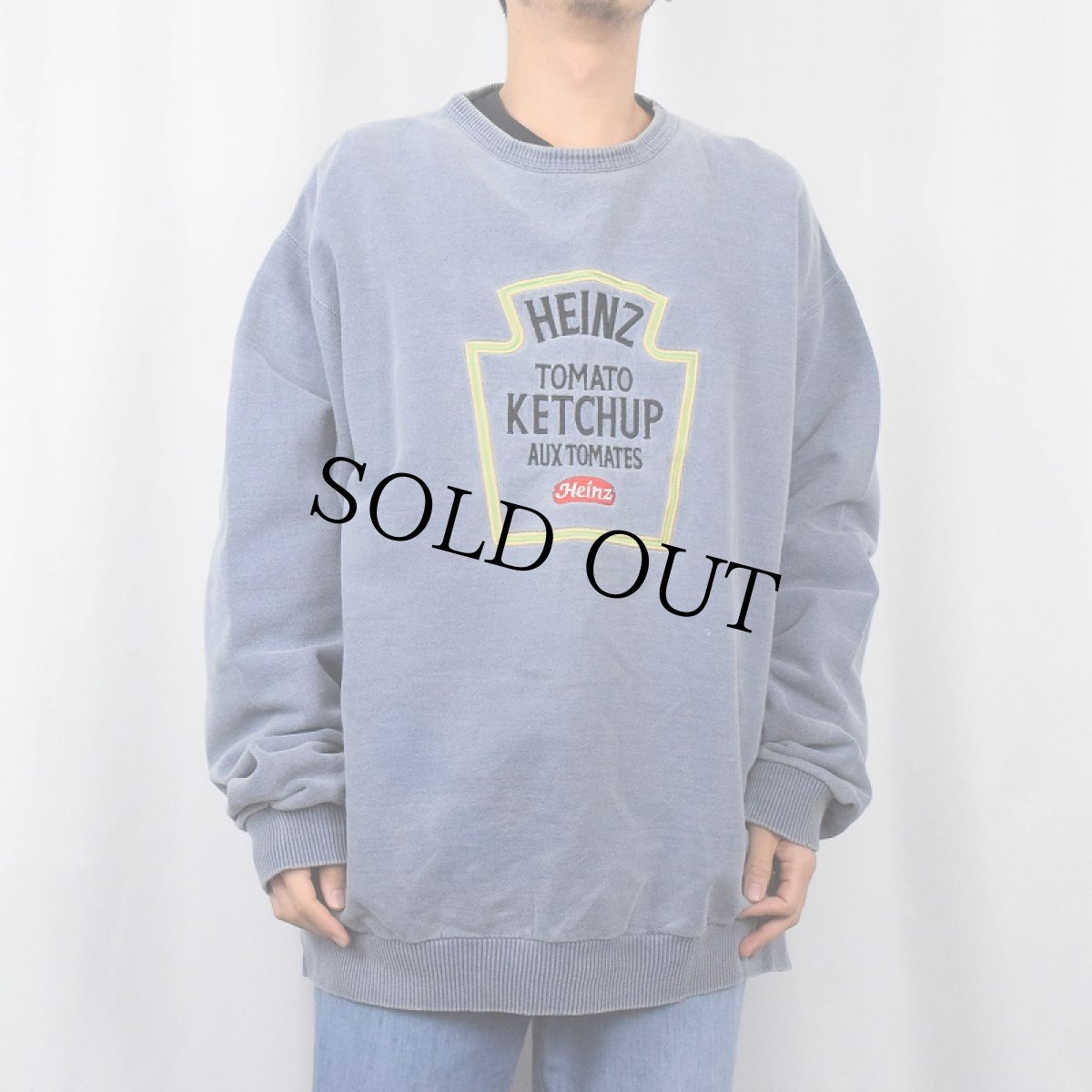 画像3: 90's NON-FICTION CANADA製 "HEINZ TOMATO KETCHUP" 刺繍入り フェードスウェット XL (3)