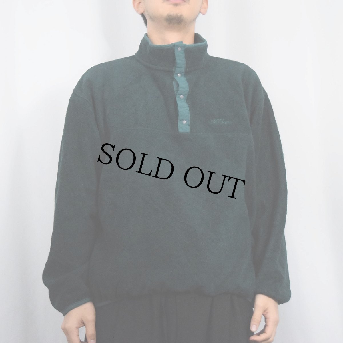 画像2: 80's L.L.Bean 筆記体ロゴ刺繍 ハーフスナップフリースジャケット (2)