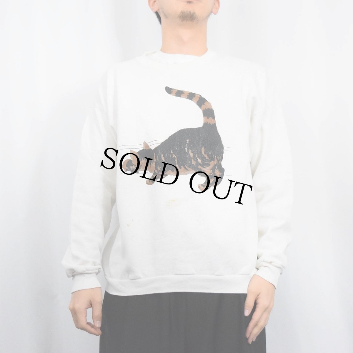 画像3: 90's ORVIS 猫プリントスウェット XL (3)