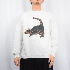 画像3: 90's ORVIS 猫プリントスウェット XL (3)