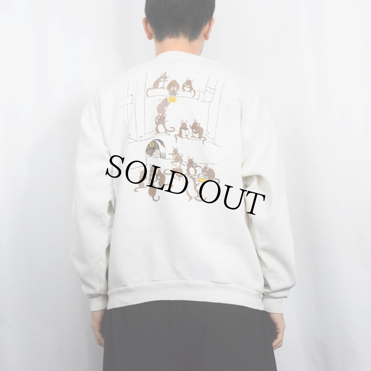 画像4: 90's ORVIS 猫プリントスウェット XL (4)