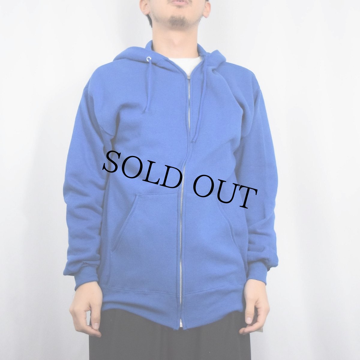 画像2: 90's JERZEES USA製 無地スウェットジップパーカー DEADSTOCK L (2)