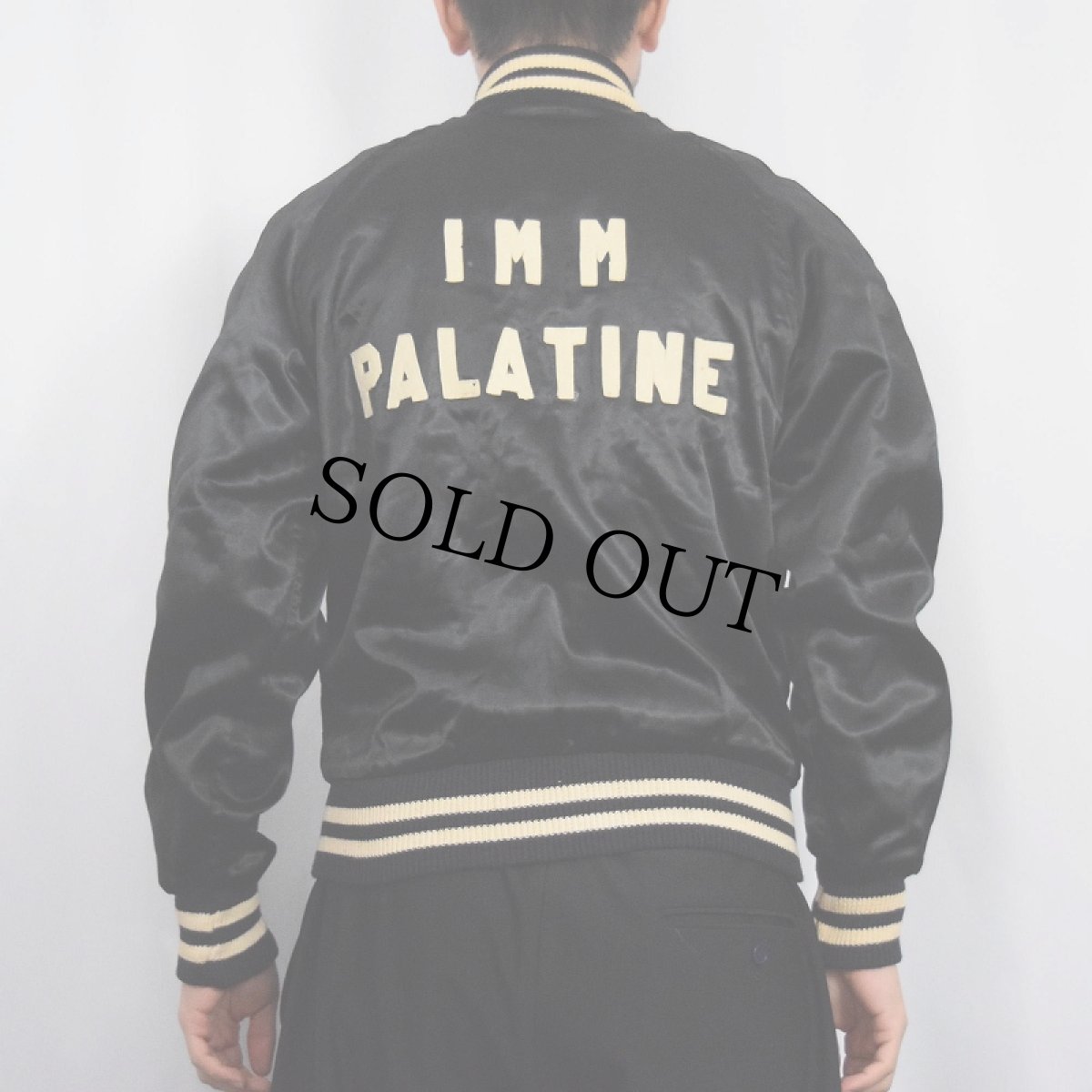 画像4: 60's〜 SPORT KING ATHLETIC CLOTHING チェーン刺繍 サテンスタジャン BLACK SIZE36 (4)