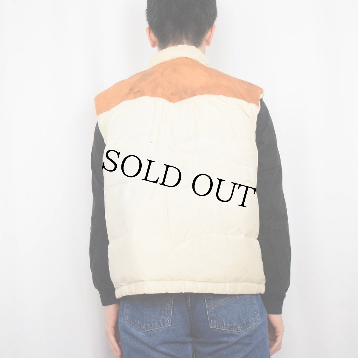 画像3: 80's〜 MILLET FRANCE製 レザー切り替え ウエスタンダウンベスト SIZE3 (3)