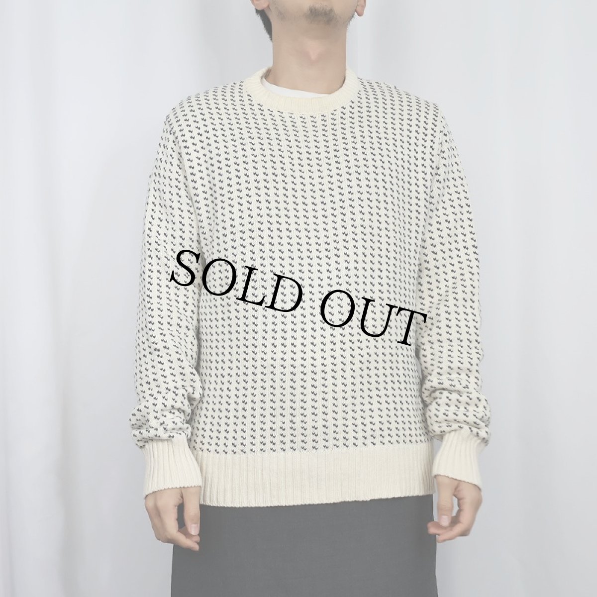 画像2: 80's campus USA製 バーズアイ柄 コットンニットセーター M (2)