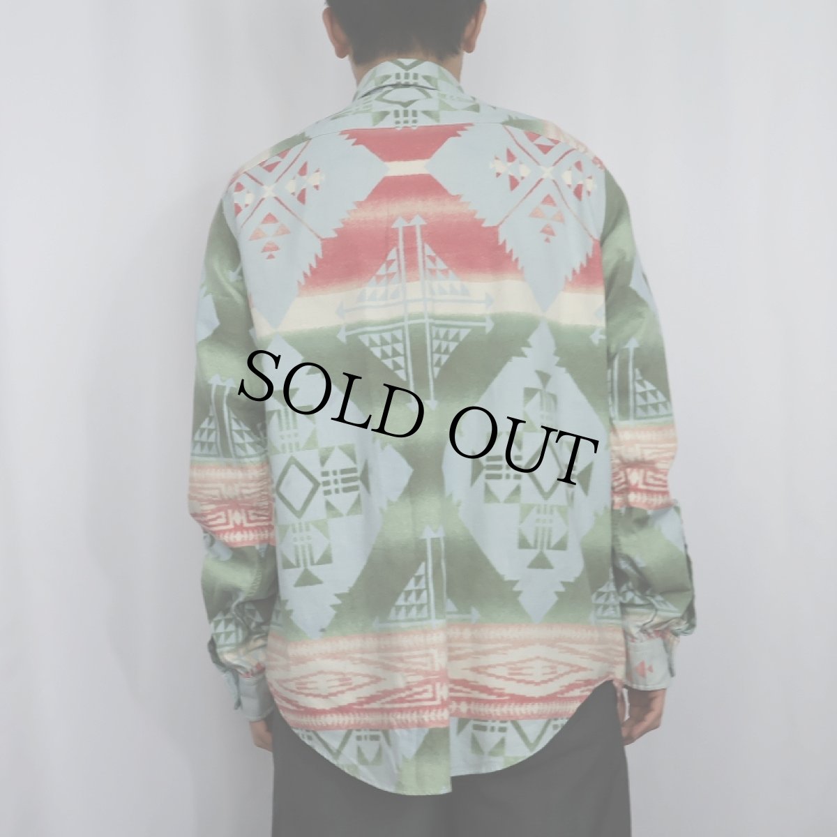 画像3: POLO Ralph Lauren チンスト付き ネイティブ柄 コットンシャツ L (3)