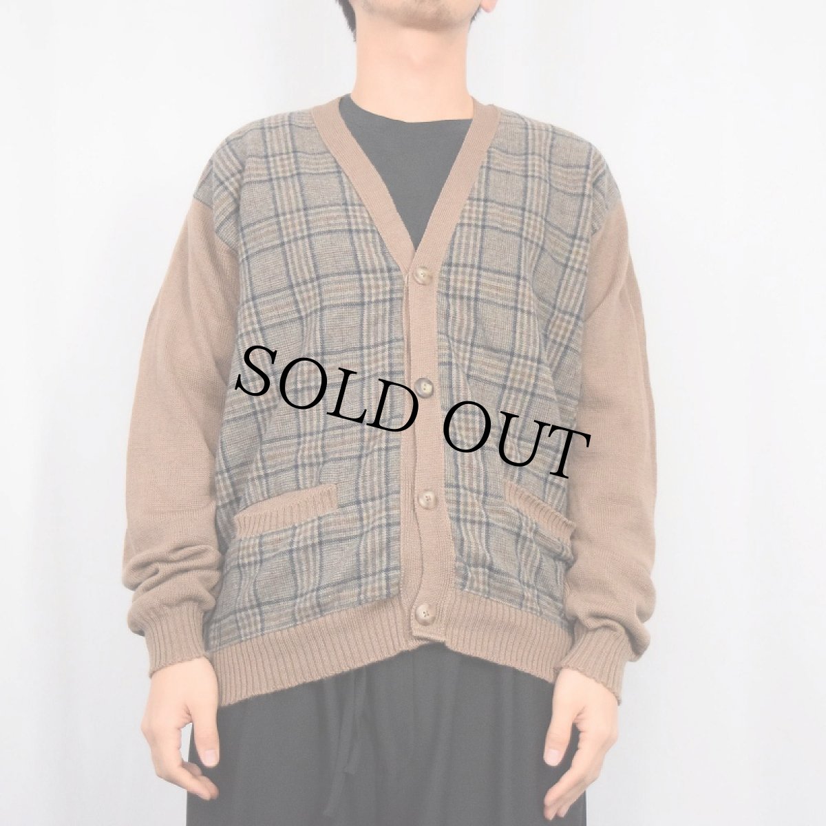 画像2: 70's Pendleton USA製 チェック柄 ウールニットカーディガン L (2)