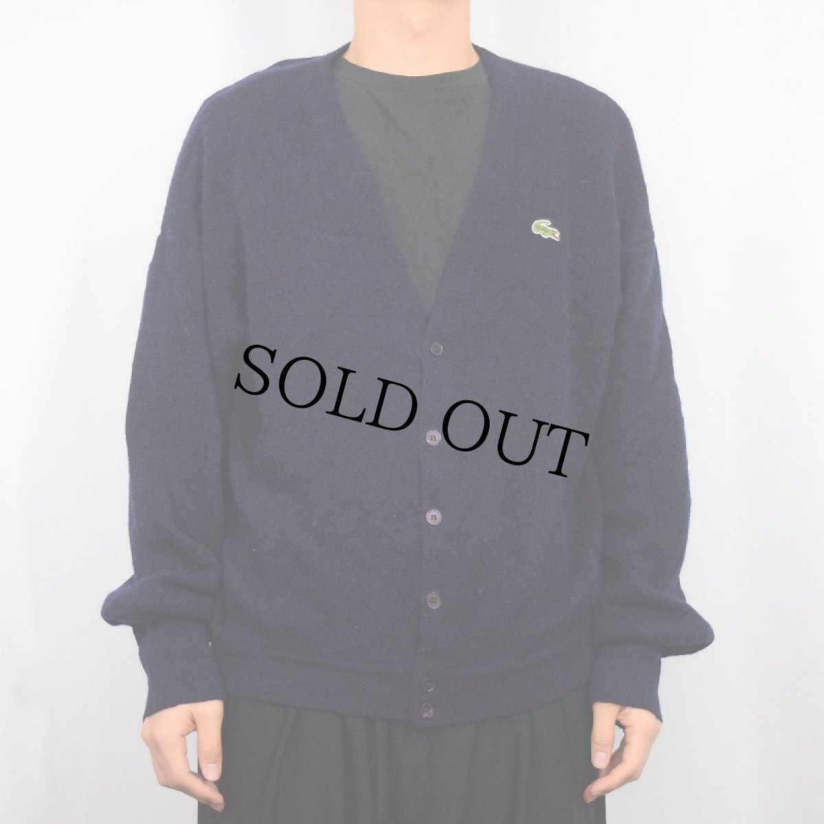 画像2: 70〜80's CHEMISE LACOSTE FRANCE製 ウールニットカーディガン NAVY SIZE6 (2)