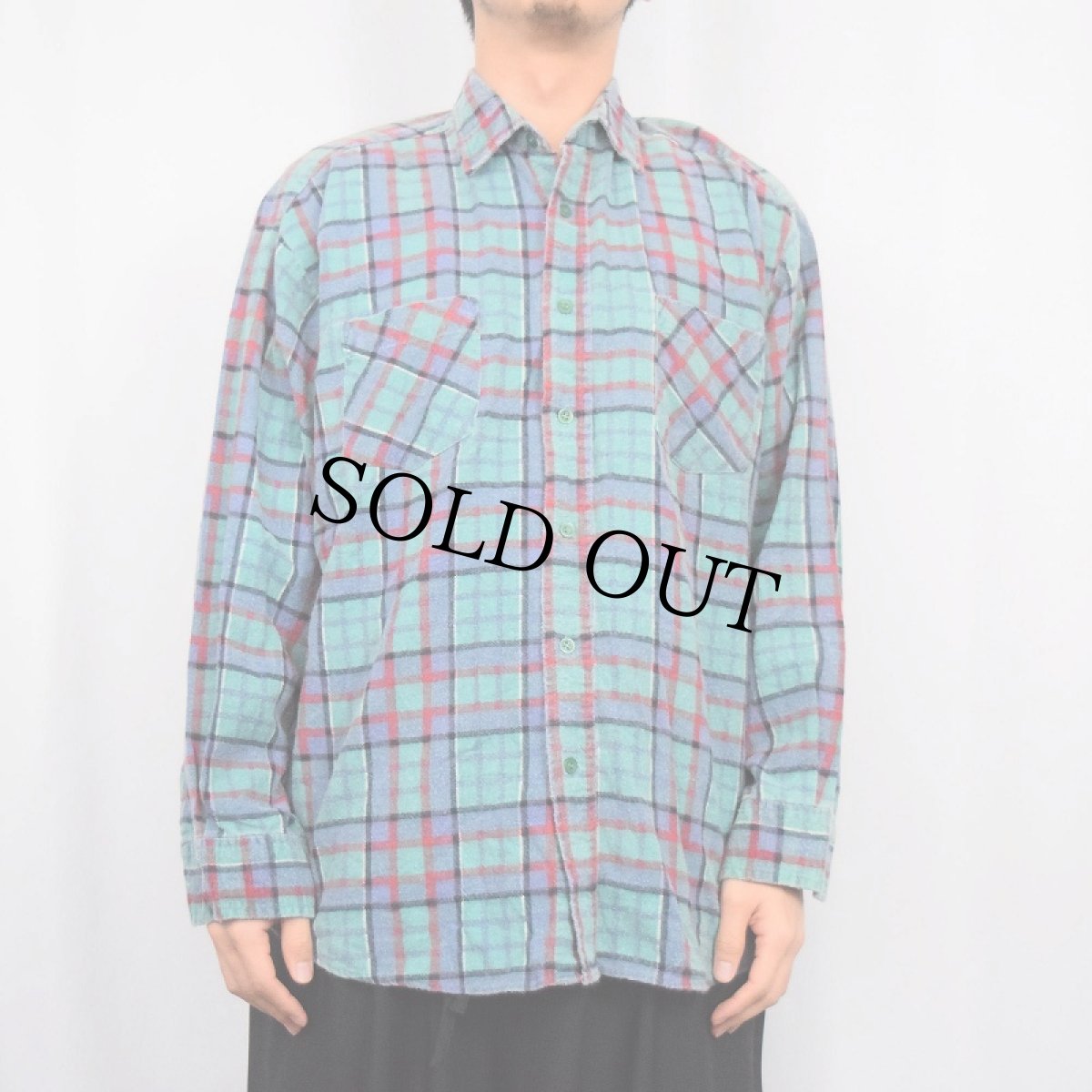 画像2: 80's McGREGOR チェック柄 プリントネルシャツ L (2)