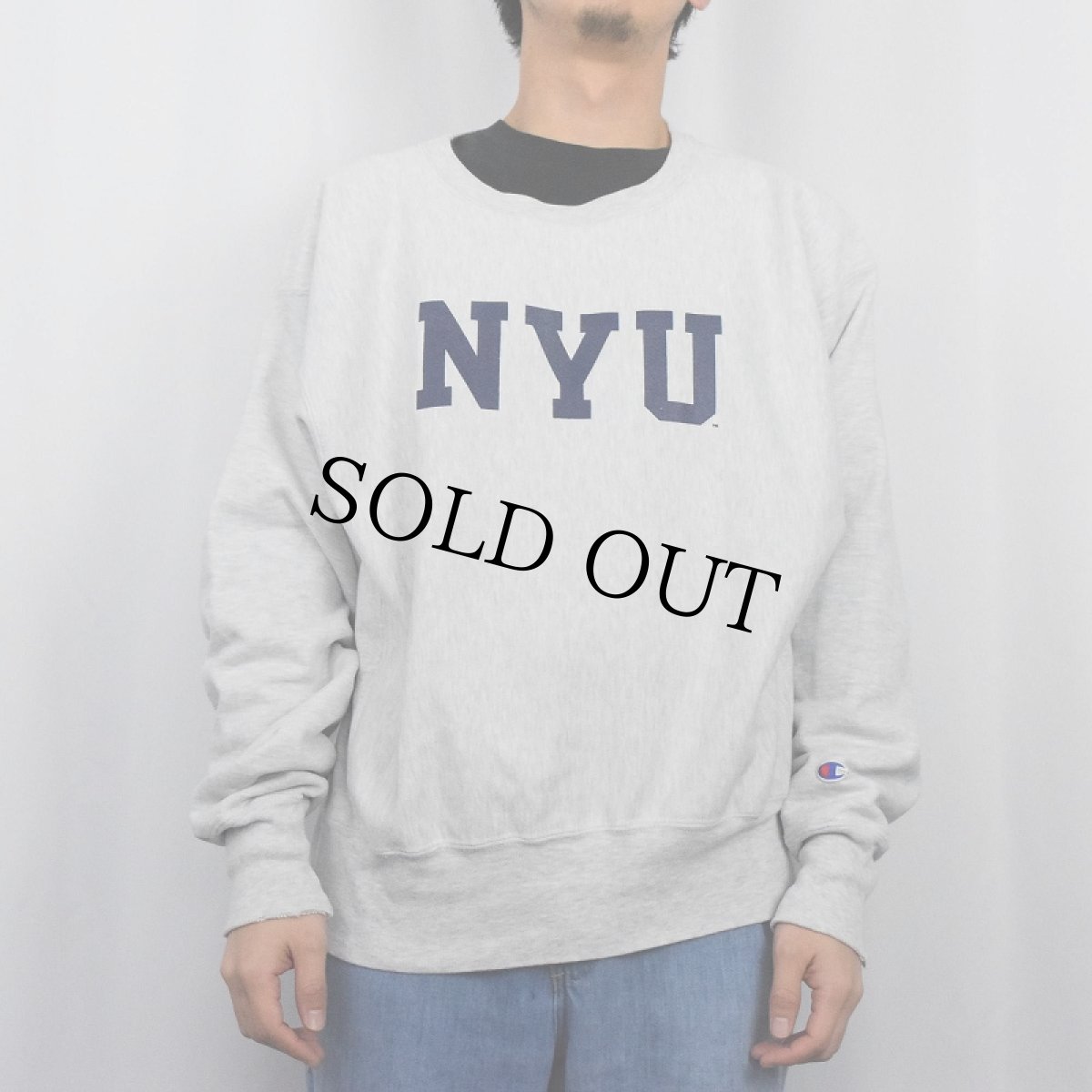 画像2: 2000's Champion REVERSE WEAVE "NYU" プリントスウェット L (2)