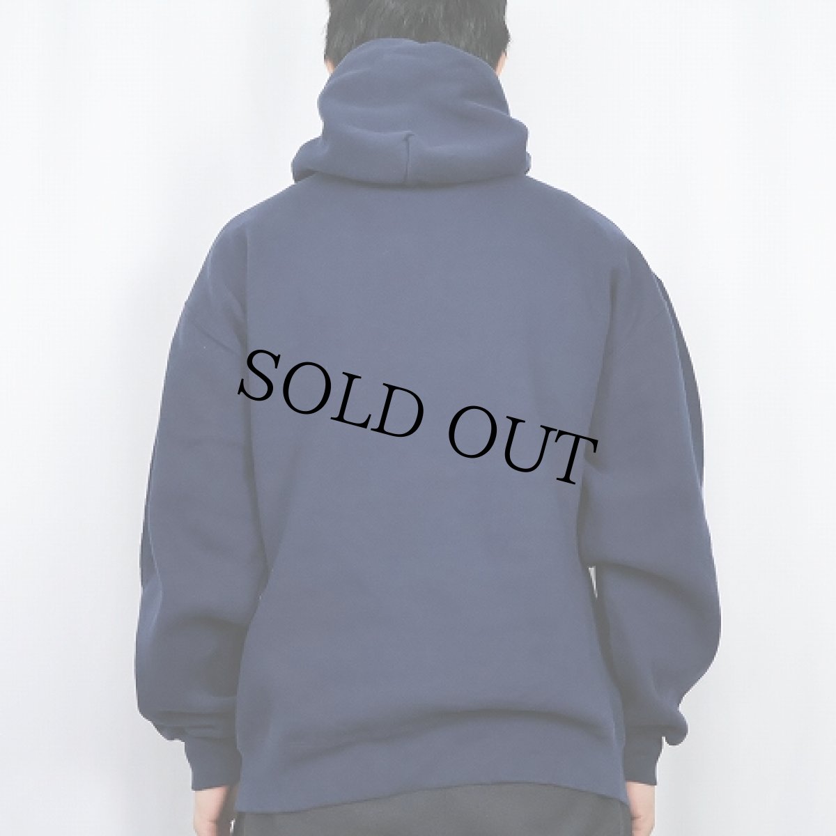 画像3: 90's RUSSELL ATHELETIC USA製 前V 無地スウェットフーディー NAVY L (3)