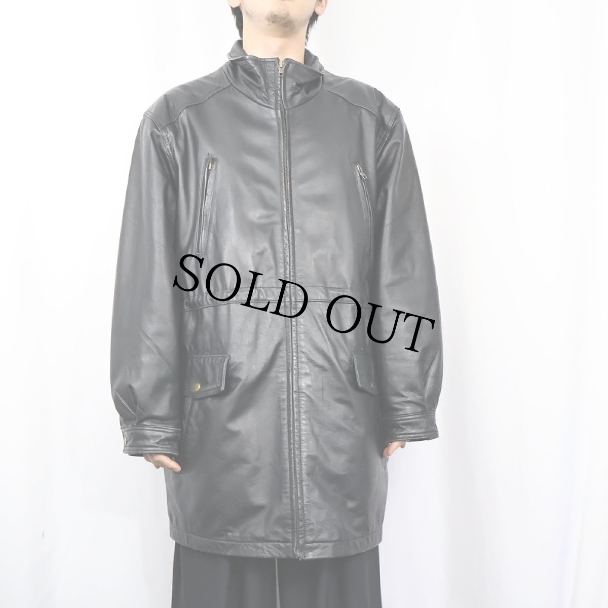 画像2: ORVIS レザーハーフコート BLACK M (2)