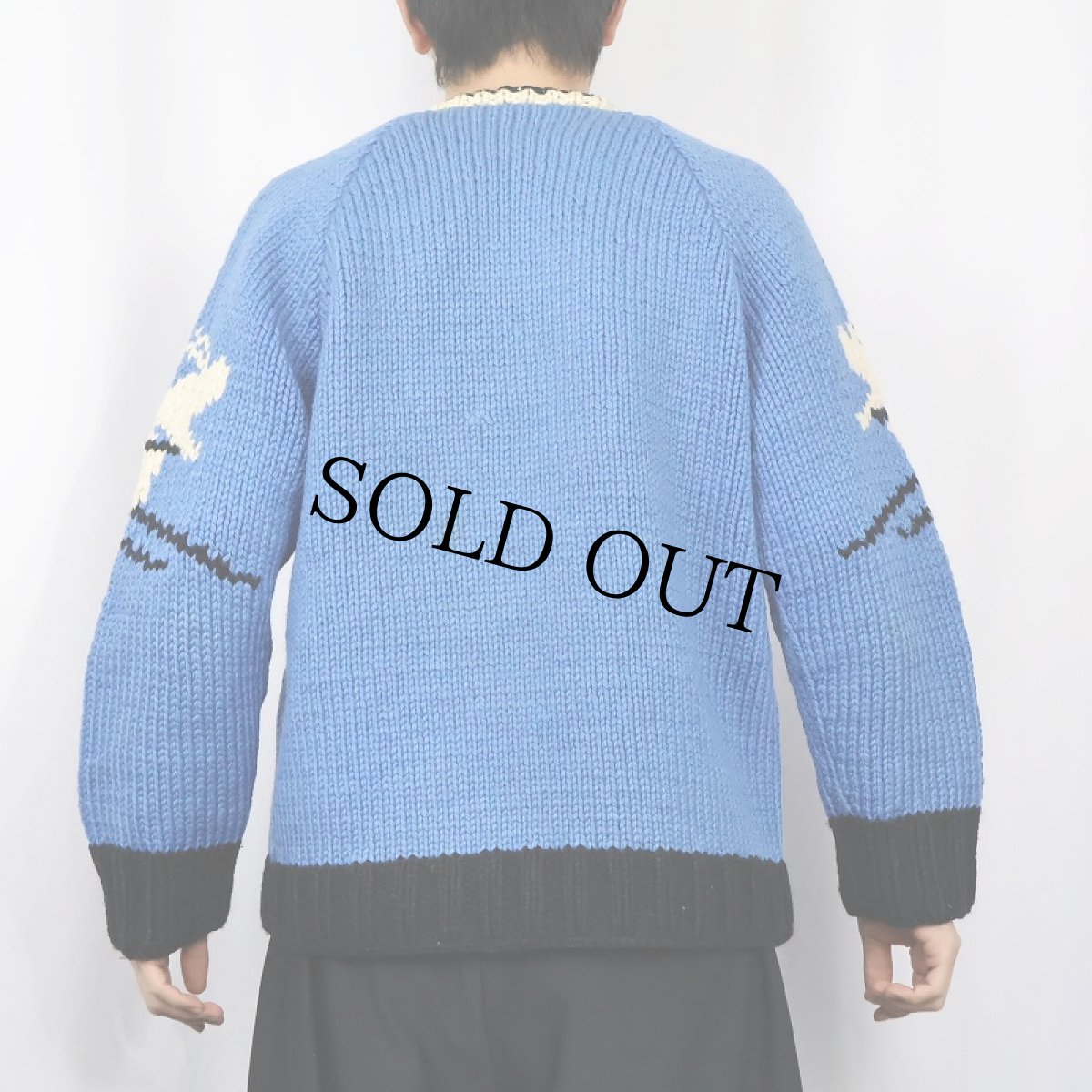 画像3: 〜60's Vネック ウールスキーニットセーター (3)