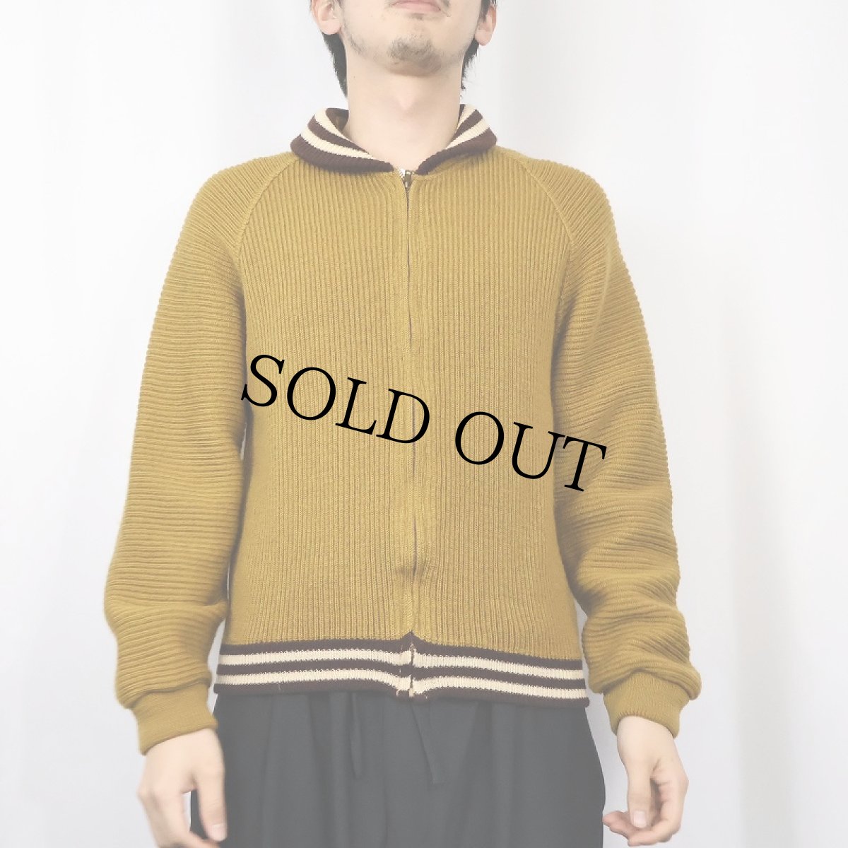 画像2: 50〜60's KASO ウールニットジップジャケット (2)