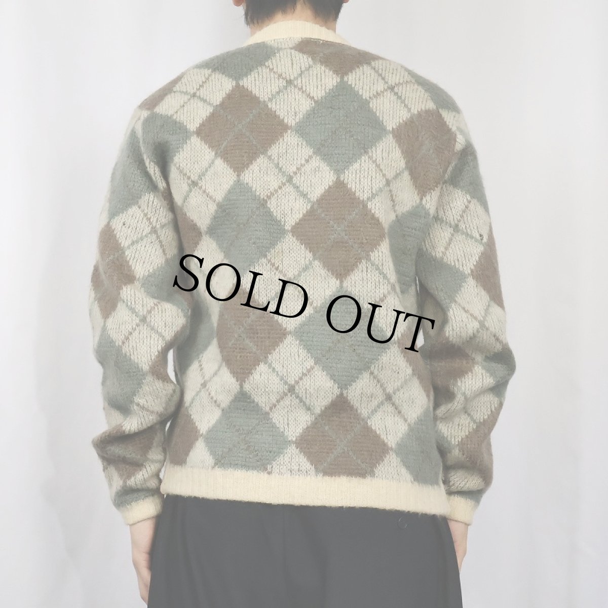 画像3: 60's Jantzen USA製 アーガイル柄 ウール×モヘア Vネックニットセーター (3)