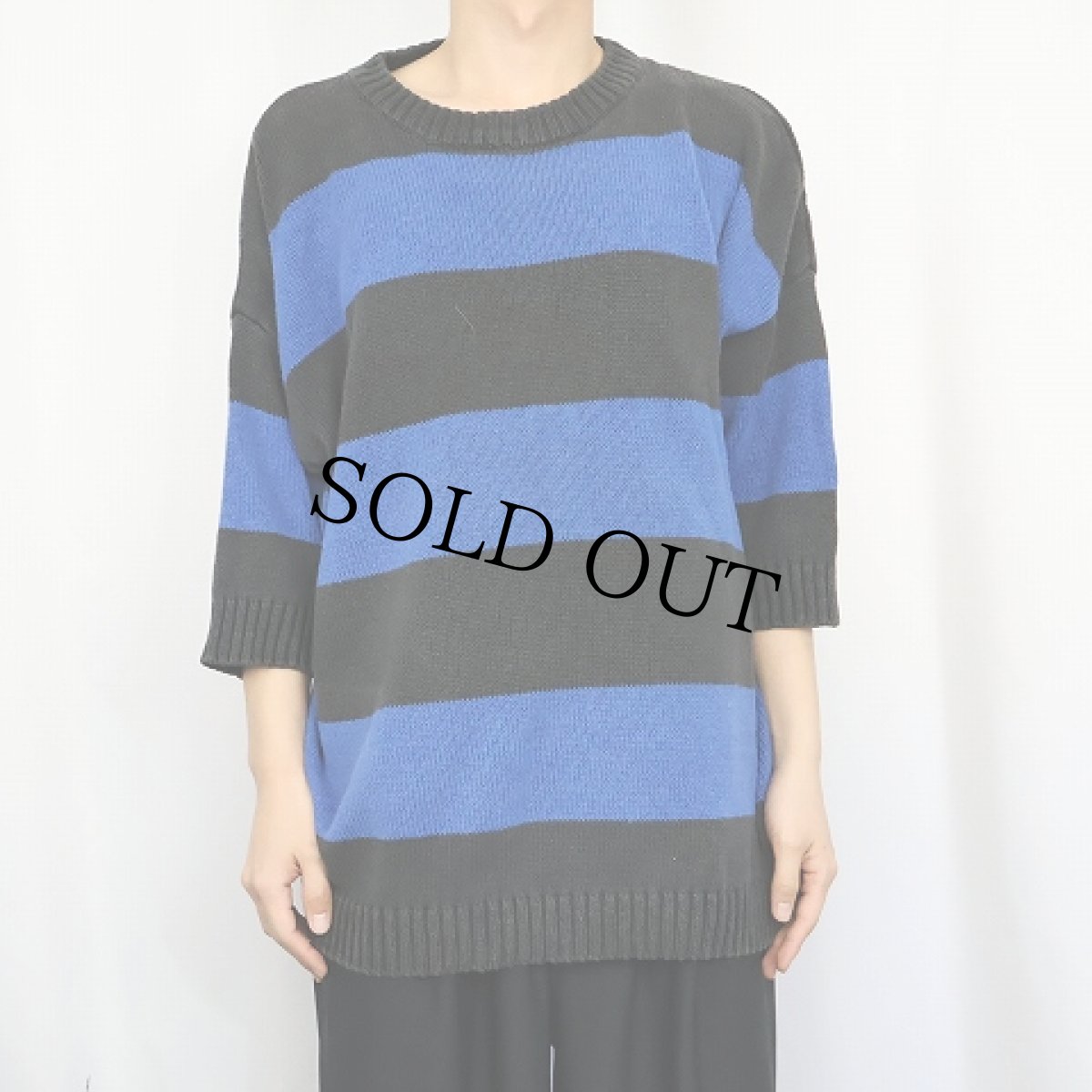 画像2: 80's EXPRESS ボーダー柄 コットンニットセーター SIZE2 (2)