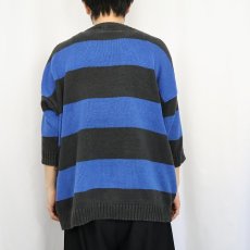 画像3: 80's EXPRESS ボーダー柄 コットンニットセーター SIZE2 (3)