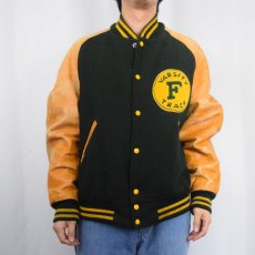 画像2: 〜70's USA製 "VARSITY F TRACK" レザー×メルトンウール スタジャン SIZE46 (2)
