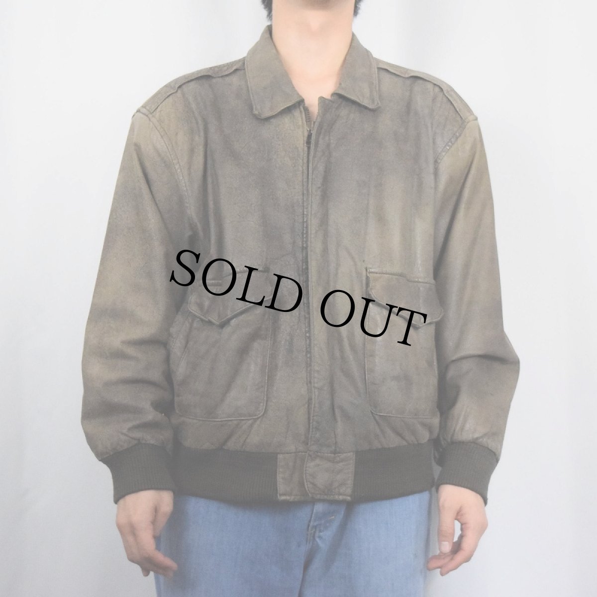 画像2: 80's〜 BRICHES "A-2 TYPE" レザーフライトジャケット L (2)