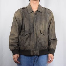 画像2: 80's〜 BRICHES "A-2 TYPE" レザーフライトジャケット L (2)
