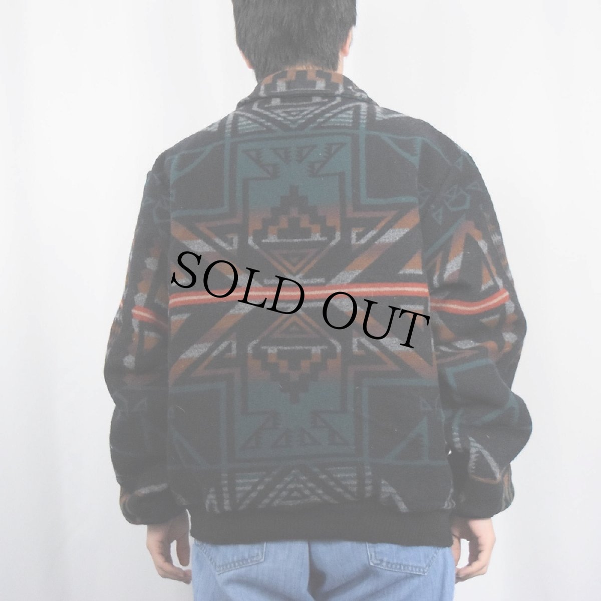 画像3: 90's PENDLETON USA製 ネイティブ柄 ウールジップジャケット L (3)