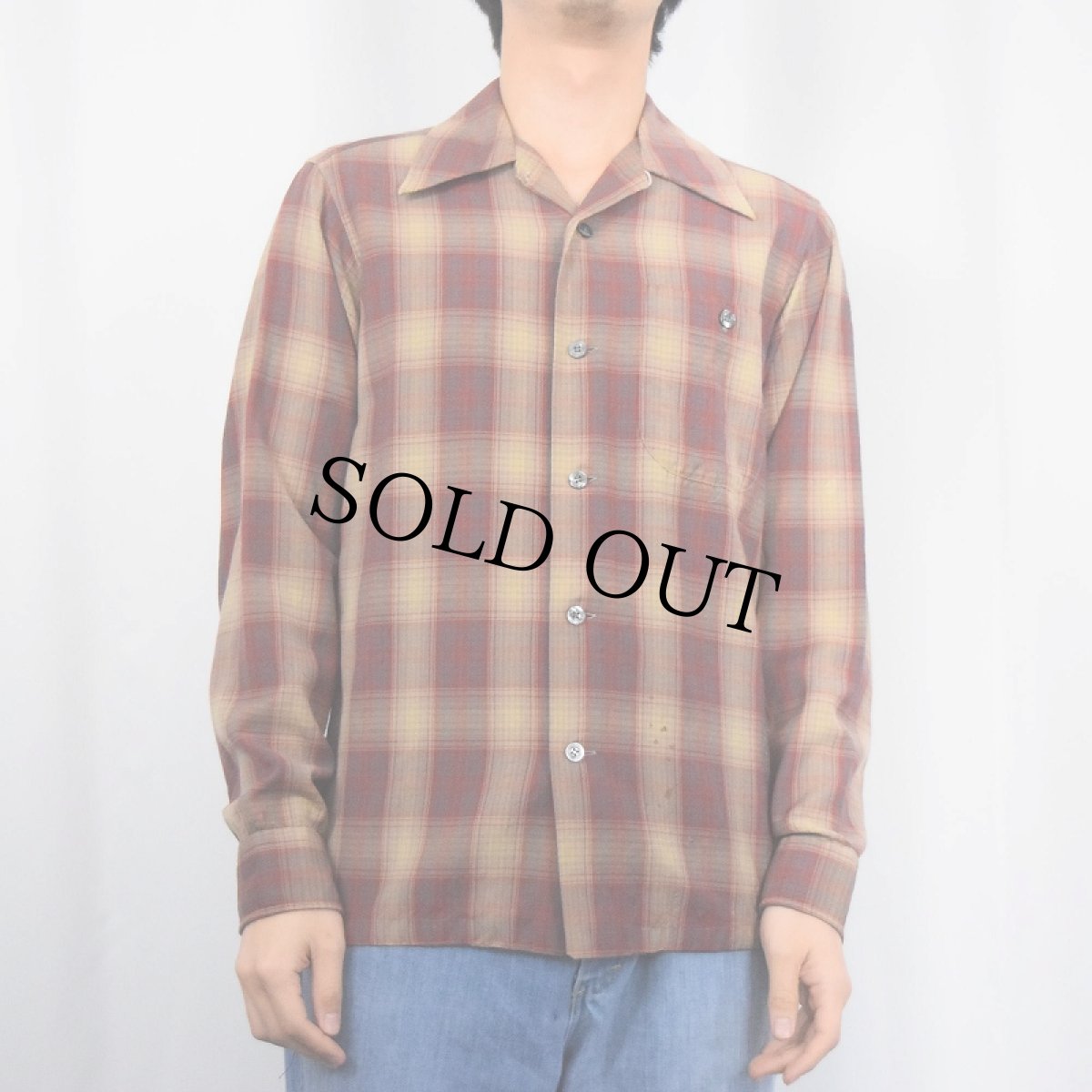 画像2: 70's Sir PENDLETON USA製 チェック柄 ウールオープンカラーシャツ S (2)