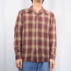 画像2: 70's Sir PENDLETON USA製 チェック柄 ウールオープンカラーシャツ S (2)