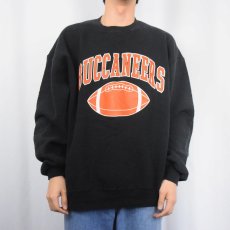 画像2: 90's〜 RUSSELL ATHLETIC USA製 "BUCCANEERS" 前V プリントスウェット BLACK XL (2)