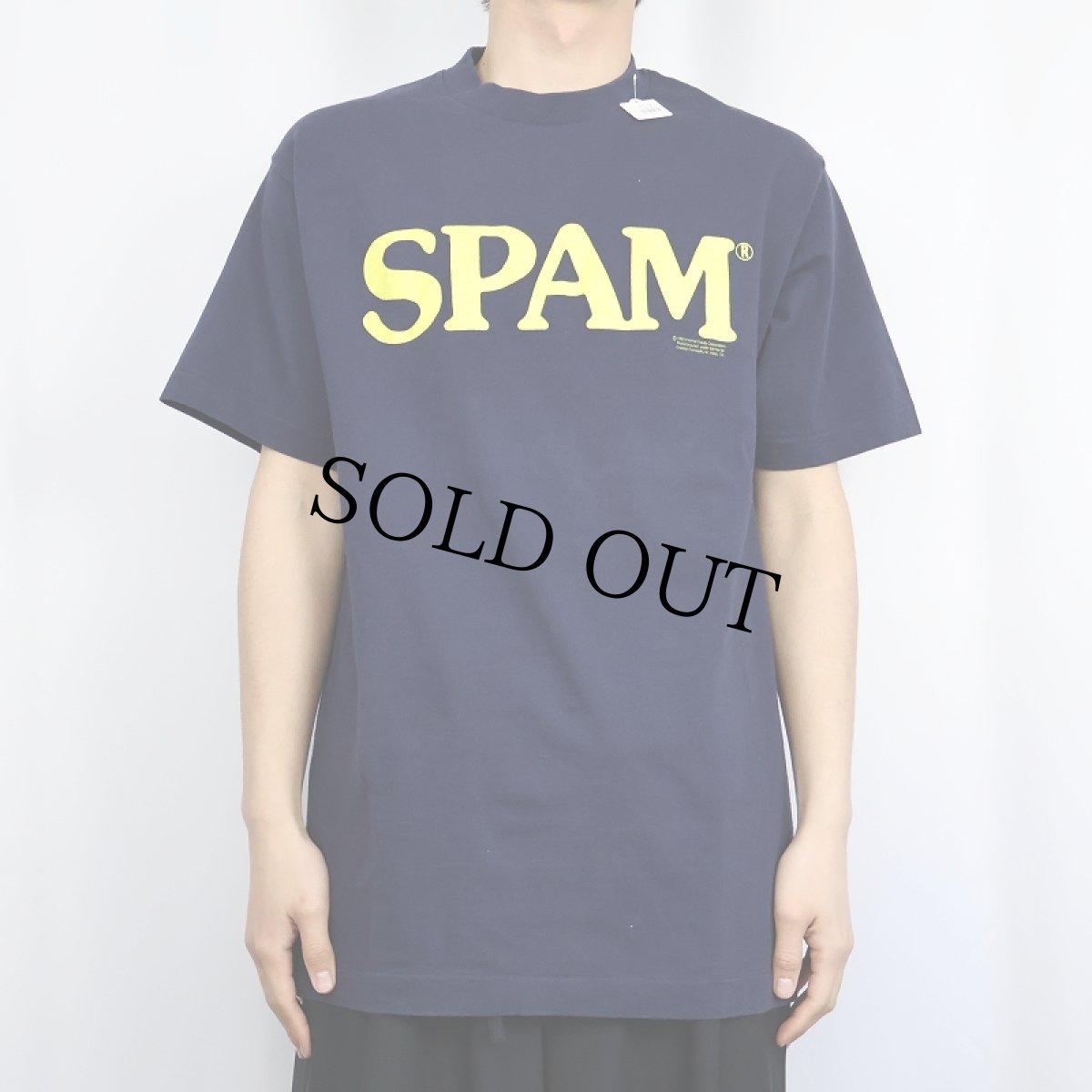 画像2: 90's SPAM USA製 プリントTシャツ NAVY L (2)