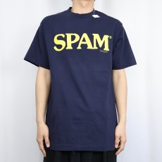 画像2: 90's SPAM USA製 プリントTシャツ NAVY L (2)