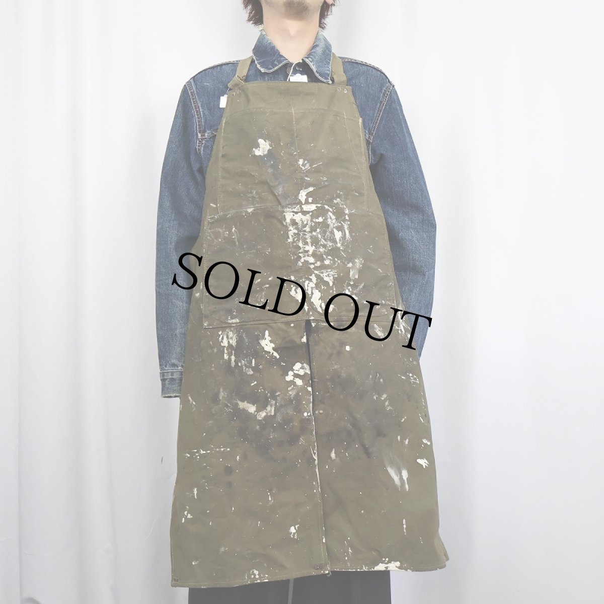 画像2: VINTAGE ペンキペイント コットンキャンバスエプロン (2)