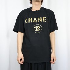 画像2: 80's ブート CHANEL USA製 ロゴプリントTシャツ BLACK XL (2)