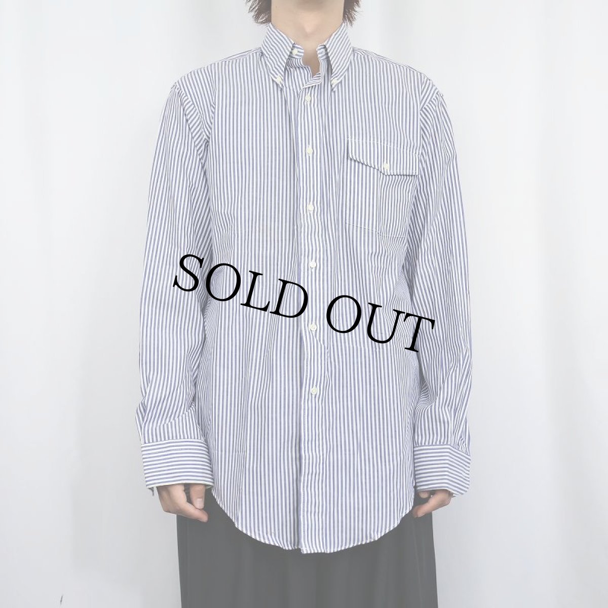 画像2: J.PRESS ストライプ柄 コットンボタンダウンシャツ SIZE15-1/2 (2)