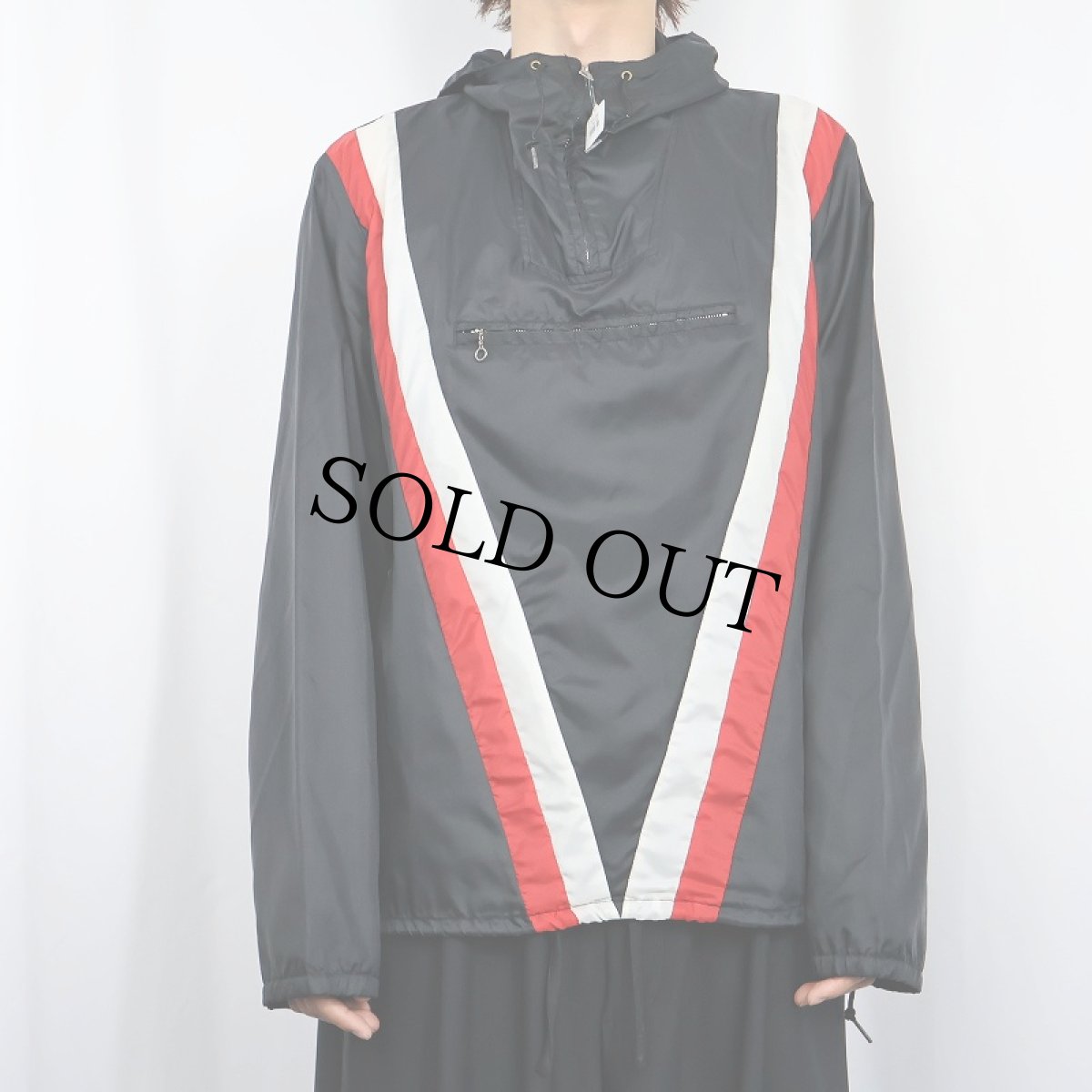 画像2: 50's CAMPUS 切り替えデザイン ナイロンアノラックパーカー BLACK SIZE36 (2)